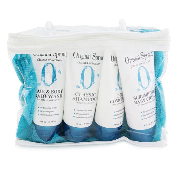 Original Sprout Classic Collection Deluxe Travel Kit: Shampoo 90ml Conditioner 90ml Baby Wash 90ml Baby Cream 90ml Washcloth 1pc 4pcs 1Washcloth
