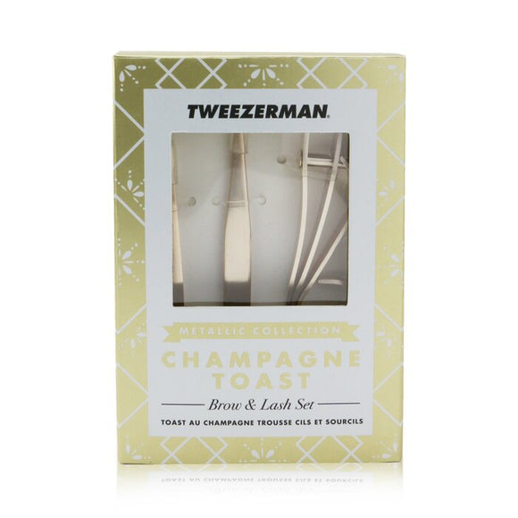 Tweezerman Champagne Toast Brow & Lash Set (Metallic Collection) 3pcs