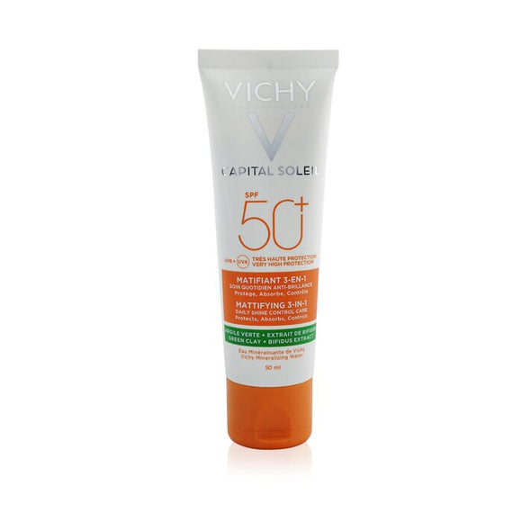 Vichy Capital Soleil Mattifying 3-In-1 Daily Shine Control Care SPF 50 - Protects, Absorbs, Controls 50ml/1.69oz