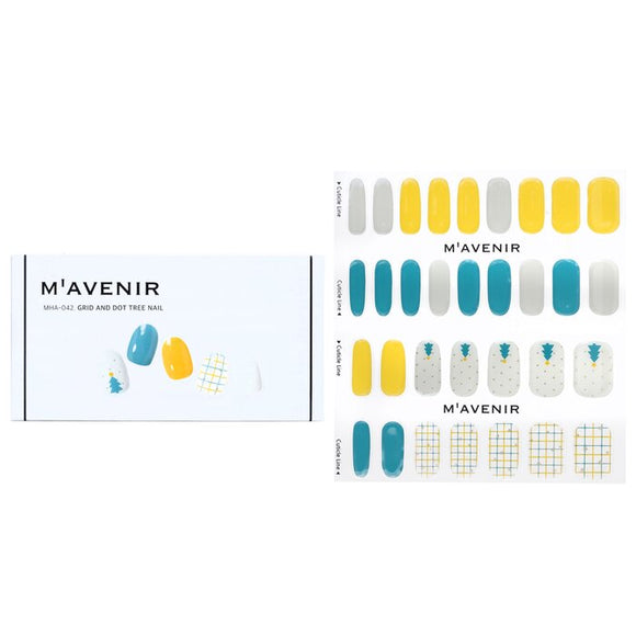 Mavenir Nail Sticker (Assorted Colour) - Grid And Dot Tree Nail 32pcs