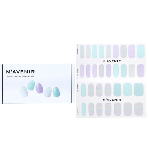 Mavenir Nail Sticker (Assorted Colour) - Pastel Deer Knit Nail 32pcs