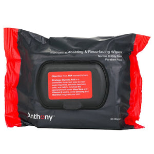 Anthony Logistics For Men Glycolic Exfoliating & Resurfacing Wipes 30wipes