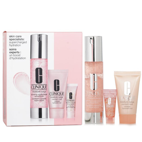 Clinique Skincare Specialists Supercharged Hydration Set: Moisture Surge Concentrate 48ml+ Overnight Mask 30ml+ Eye 96-Hr 5ml 3pcs