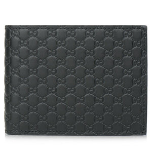 Gucci Leather Micro GG Guccissima Trifold Wallet 217044 Black