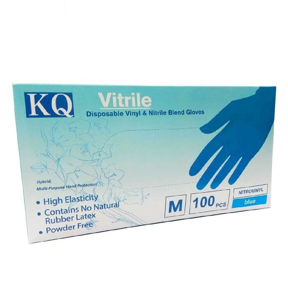 KQ KQ - Vitrile Disposable Vinyl & Nitrile Blend Gloves -blue (S) S