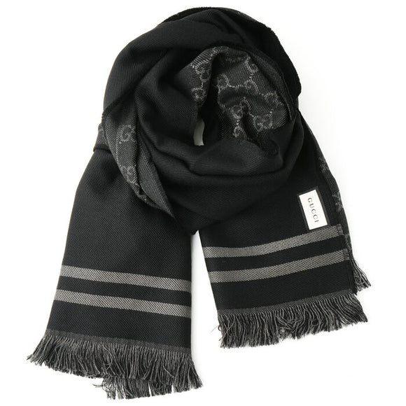 Gucci Reversible Arlisse GG Guccissima Scarf/Muffler 544619 Black Black