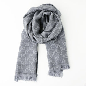 Gucci Reversible Arlisse GG Guccissima Scarf Muffler 544619 Grey Grey