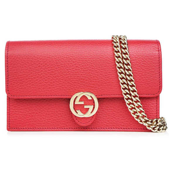 Gucci Icon GG Interlocking Wallet On Chain Red Crossbody Bag 615523 Red