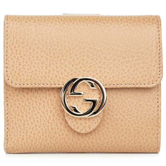 Gucci Interlock GG Bifold Leather Wallet 615525 Light Camel