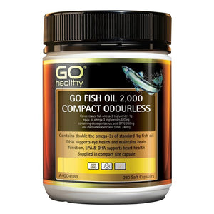 Go Healthy [Authorized Sales Agent] GO Fish Oil 2,000 Compact Odourless - 230 Softgel Caps 230pcs/box