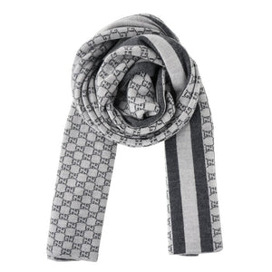 Gucci Wool Web Stripe GG Guccissima Scarf 438253 Grey