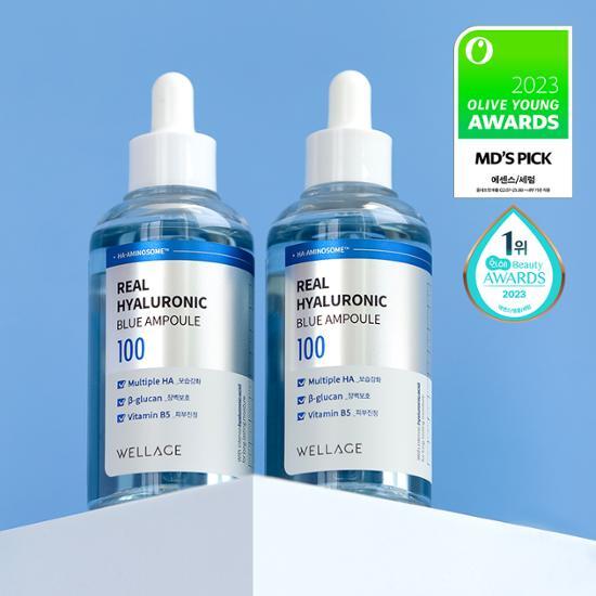 [Exclusive/Double Plan] Wellage Real Hyaluronic Blue 100 Ampoule 75ml 1+1