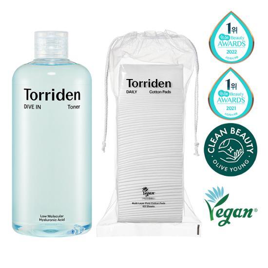 Torridon Dive-in Low-Molecular Hyaluronic Acid Toner 500ml Plan (+60 Cotton Pads Gift)