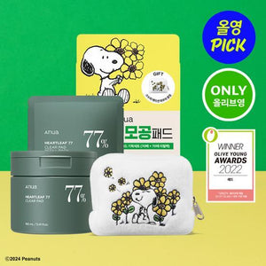 [August All Young Pick/Snoopy Pouch Gift] Anua Eoseongcho 77 Pore Tightening Pad 70 Sheets + 70 Sheets