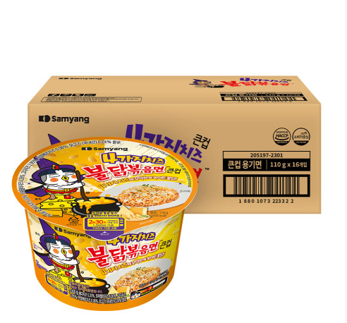 Buldak  Ramen Noodle Big Cup 4 Kinds of Cheese Bokkeum Myeon 110g X 16 pieces-  South Korea