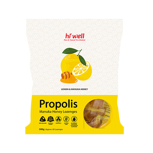 Hi Well Propolis Lemon & Manuka Honey Lozenges 500g