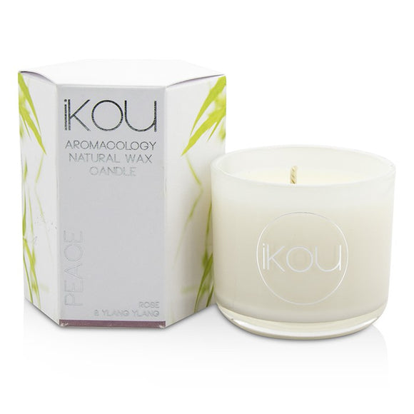iKOU Eco-Luxury Aromacology Natural Wax Candle Glass - Peace (Rose & Ylang Ylang) (2x2) inch