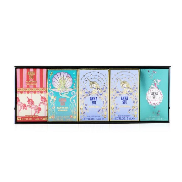 Anna Sui Compact Miniature Coffret: Secret Wish Eau De Toilette 5ml + Fantasia Eau De Toilette 5ml x2 + Fantasia Mermaid Eau De Toilette 5ml + Fantasia Forever Eau De Toilette 5ml 5pcs