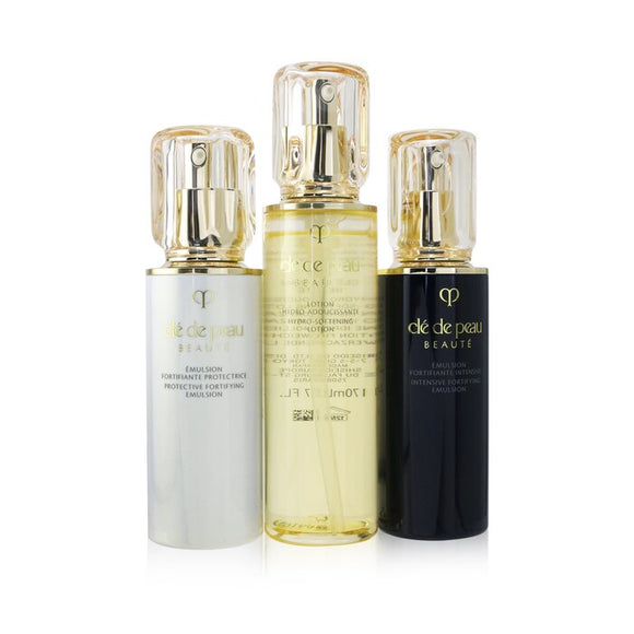 Cle De Peau Ultimate Daily Emulsion Care Set: Hydro-Softening Lotion N 170ml+ Protective Emulsion N SPF 25 125ml+ Intensive Emulsion 125ml 3pcs