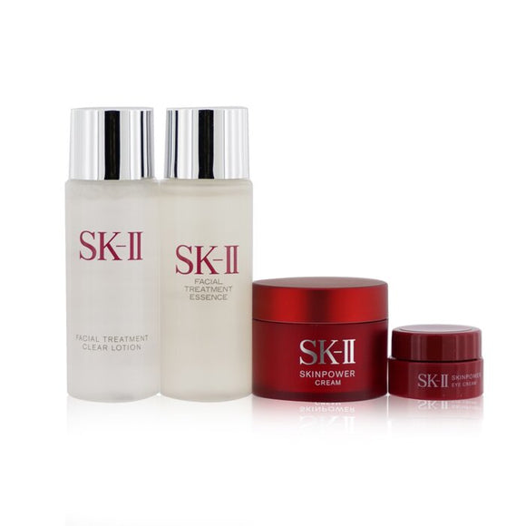 SK II Pitera Experience Kit 2: Clear Lotion 30ml + Facial Treatment Essence 30ml + Skinpower Cream 15g + Skinpower Eye Cream 15g 4pcs