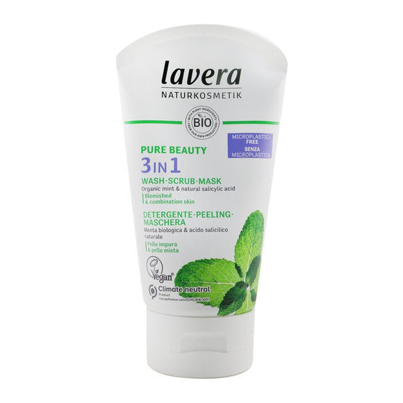 Lavera Pure Beauty 3 In 1 Wash, Scrub, Mask - For Blemished & Combination Skin 125ml/4oz