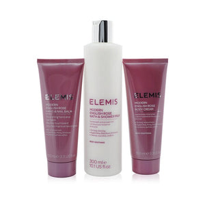 Elemis English Rose-Infused Body Trio Set: Bath &amp; Shower Milk 300ml+ Hand &amp; Nail Balm 100ml+ Body Cream 100ml 3pcs