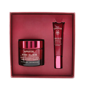 Apivita Wine Elixir Wrinkle Reduction &amp; Firmness (Rich Texture) Gift Set: Rich Cream 50ml+ Eye &amp; Lip Cream 15ml 2pcs
