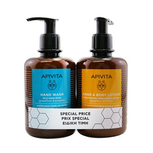 Apivita Gentle Hands Cleansing &amp; Hydrating Set: Mild Hand Wash 300ml+ Moisturizing Hand &amp; Body Lotion 300ml 2pcs