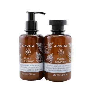 Apivita Relaxing Treats Euphoria &amp; Softness Set: Pure Jasmine Shower Gel 250ml+ Pure Jasmine Moisturizing Body Milk 200ml 2pcs