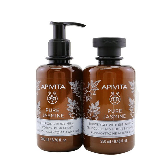 Apivita Relaxing Treats Euphoria & Softness Set: Pure Jasmine Shower Gel 250ml+ Pure Jasmine Moisturizing Body Milk 200ml 2pcs