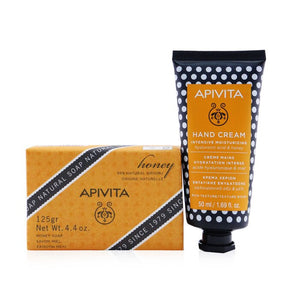 Apivita Bee Protective Honey Set: Hand Cream Hyaluronic Acid &amp; Honey 50ml+ Natural Soap Honey 125g 2pcs
