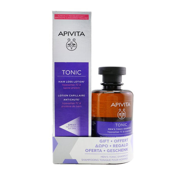 Apivita Hair Loss Lotion with Hippophae TC & Lupine Protein 150ml (Free: Men's Tonic Shampoo with Hippophae TC & Rosemary - For Thinning Hair 250ml) 2pcs