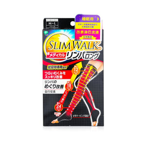 SlimWalk Medical Lymphatic Compression Socks, Long Type - # Black (Size: M-L) 1pair