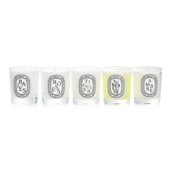 Diptyque Scented Candles Set - Berries, Roses, Fig Tree, Tuberose, Amber 5x35g/1.23oz