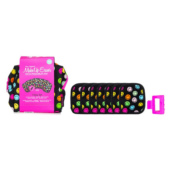 MakeUp Eraser Smiley 7 Day Set (7x Mini MakeUp Eraser Cloth, 1x Hair Claw Clip 1x Bag) 8pcs 1bag