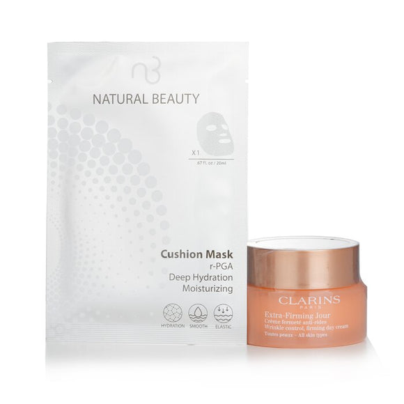 Clarins Clarins Extra-Firming Jour Wrinkle Control, Firming Day Cream - All Skin Types 50ml (Free: Natural Beauty r-PGA Hydration Cushion Mask 6x20ml) 50ml 6x20ml