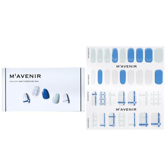 Mavenir Nail Sticker (Patterned) - Navy Crossline Nail 32pcs