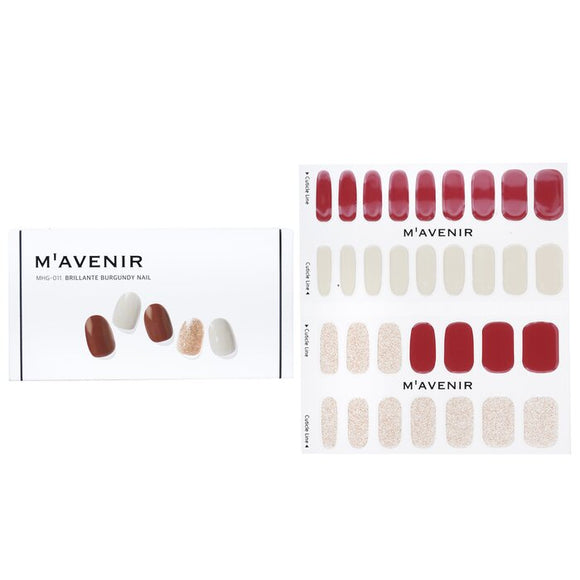 Mavenir Nail Sticker (Red) - Brillante Burgundy Nail 32pcs