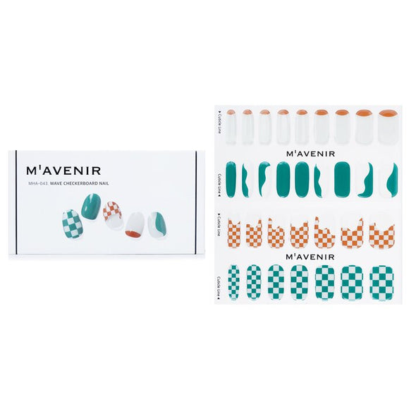 Mavenir Nail Sticker (Patterned) - Wave Checkerboard Nail 32pcs