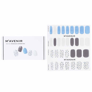 Mavenir Nail Sticker (Patterned) - Cream Blue Leopardo Nail 32pcs