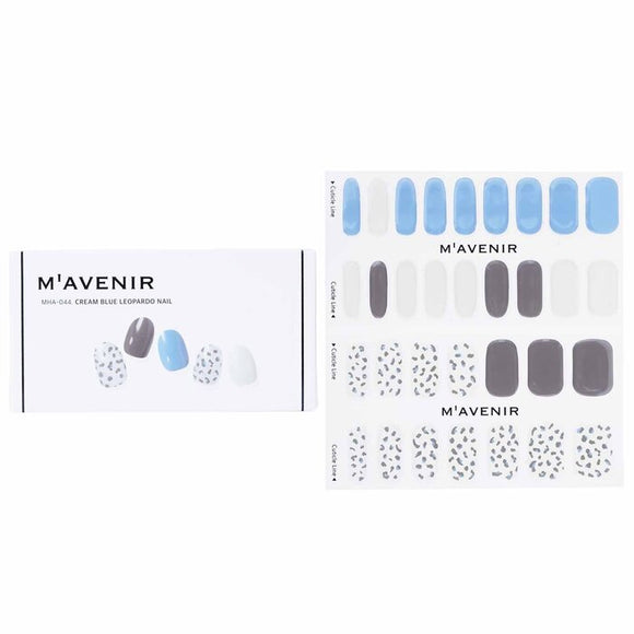 Mavenir Nail Sticker (Patterned) - Cream Blue Leopardo Nail 32pcs