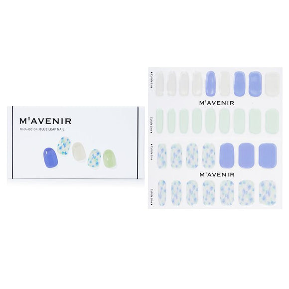 Mavenir Nail Sticker (Blue) - Blue Leaf Nail 32pcs