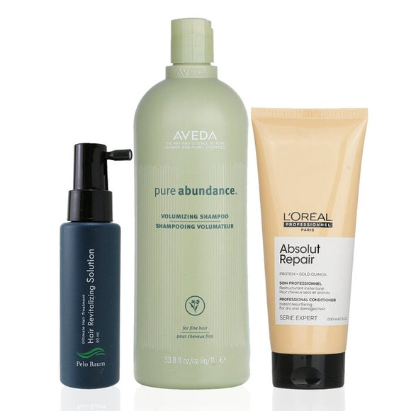 Pelo Baum Pelo Baum Hair Revitalizing Solution 60ml Aveda Volumizing Shampoo 1000ml L'Oreal Resurfacing Conditioner 200ml 3pcs